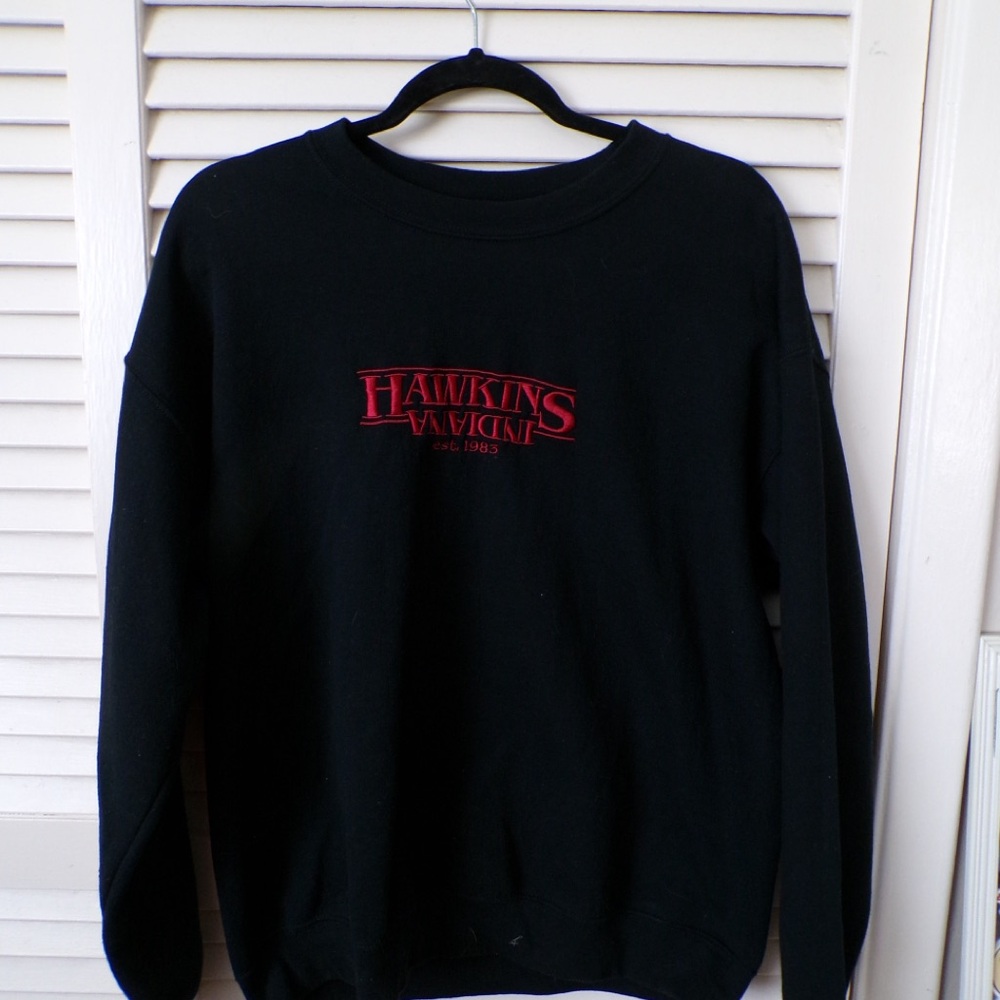 Stranger Things Black and Red Crewneck Sweater